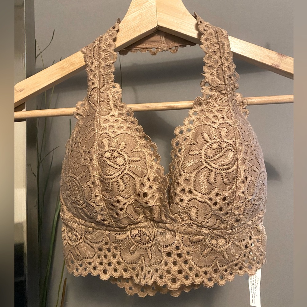 Womens All Over Lace Halter Bralette XS